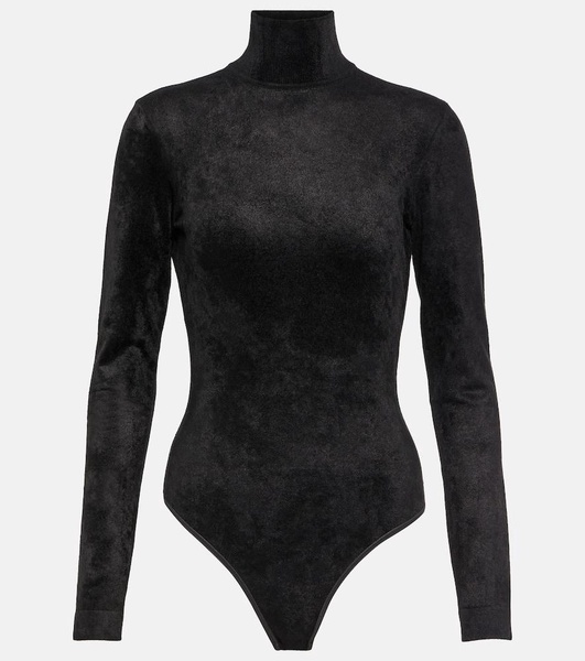 Turtleneck velvet bodysuit