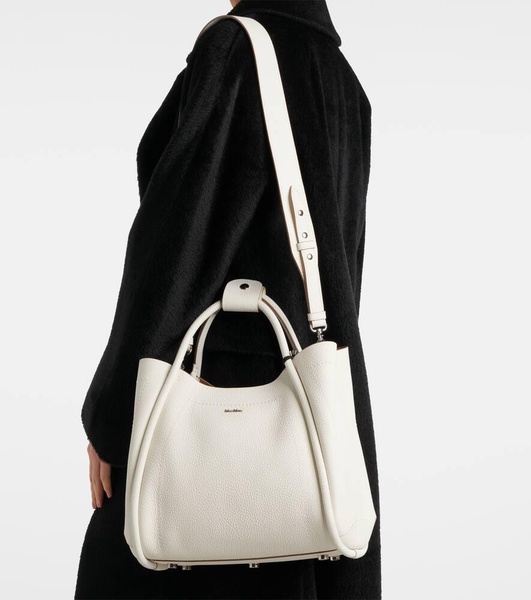 Marine Small leather tote bag