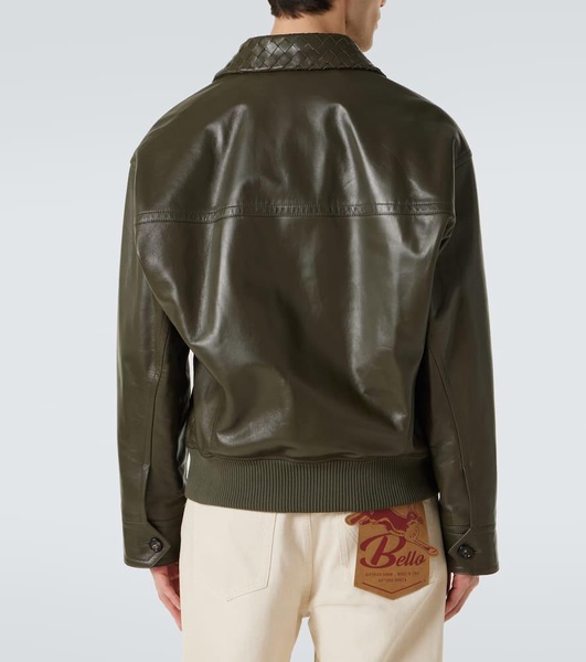 Intrecciato leather blouson