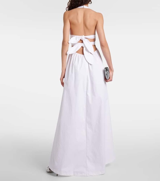 Halterneck cotton-blend maxi dress
