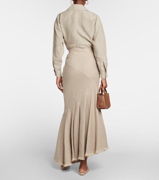 Mermaid linen maxi skirt