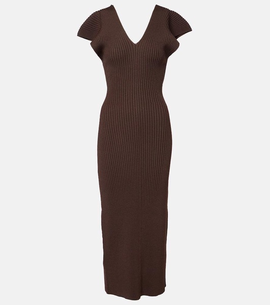 Trey ruffled ribbed-knit gown