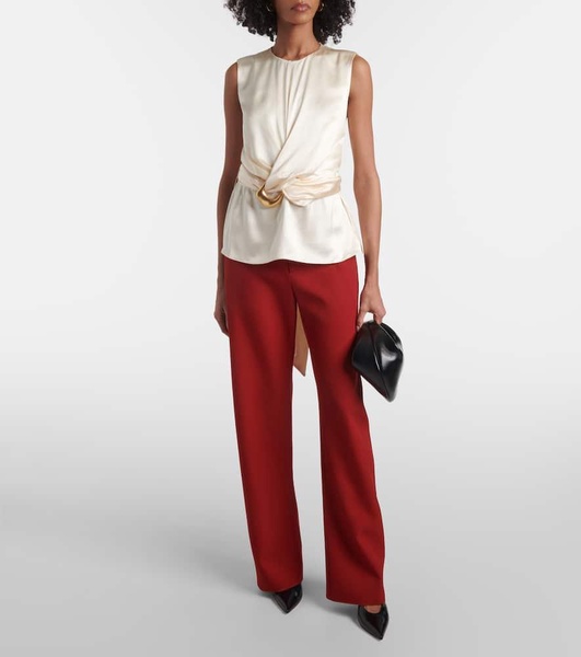 Tizzy belted gathered silk top