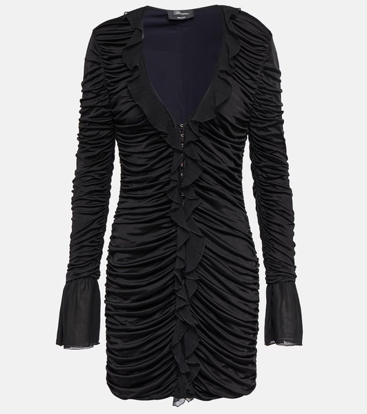 Deep V-neck ruched minidress