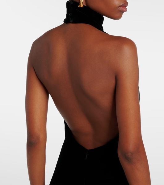 Armida embellished chain-detail velvet gown