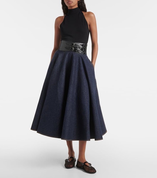 Denim midi skirt