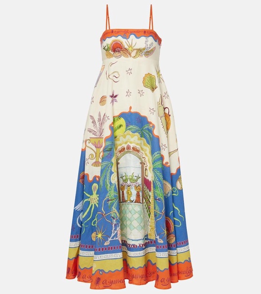 Surrealist linen maxi dress