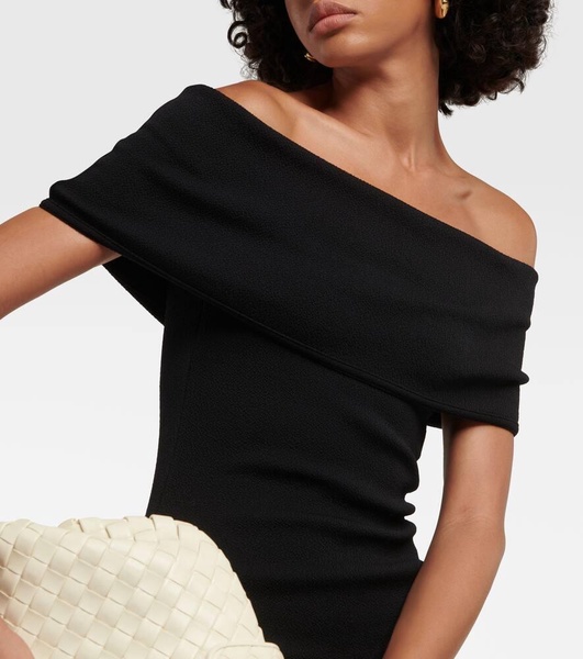 Off-shoulder jersey midi dress