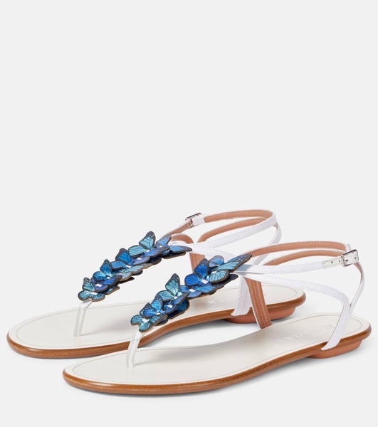 Papillon leather-trimmed canvas sandals