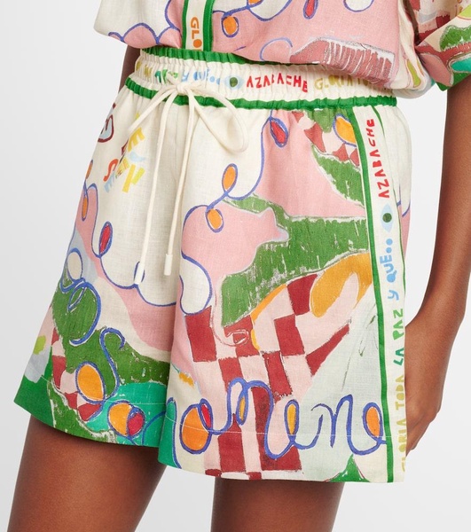 Nadia printed high-rise linen shorts
