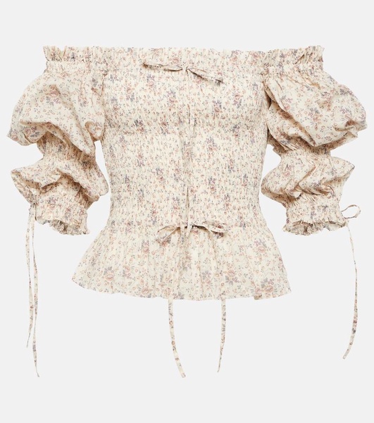 Floral off-shoulder cotton top