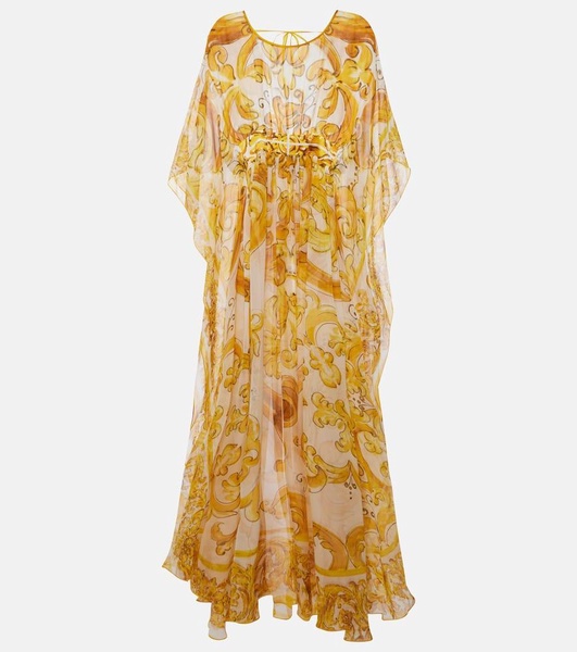 Majolica silk chiffon maxi dress