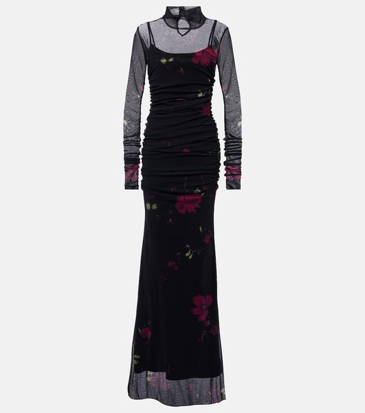 Printed tulle gown