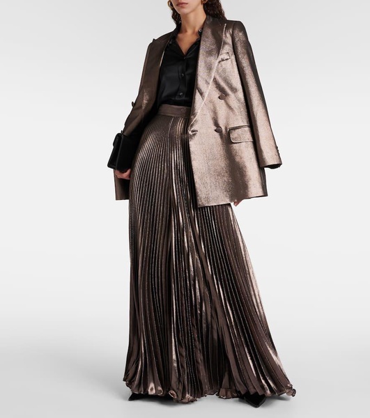 Elegante Panteon silk-blend lamé wide-leg pants