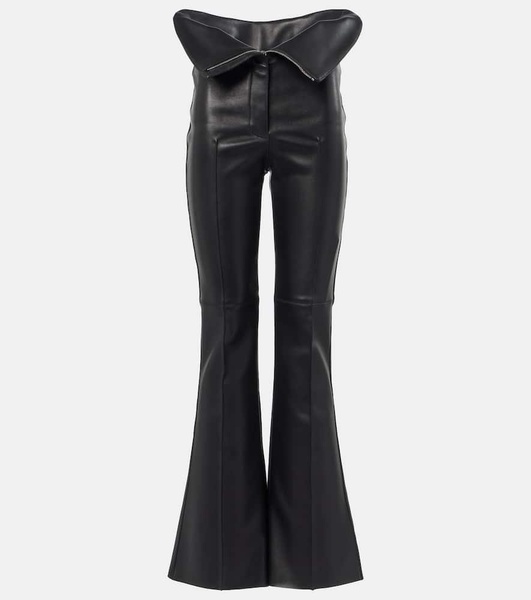 High-rise leather pants