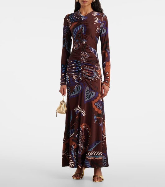 Delicate Garden ruched maxi dress