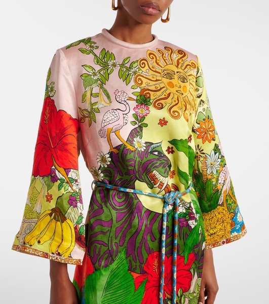 Tiger silk-blend midi dress