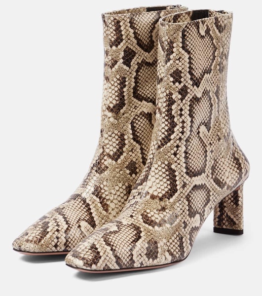 Blade snake-effect leather ankle boots