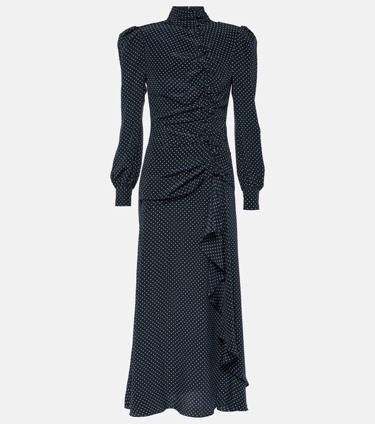 Ruched silk midi dress