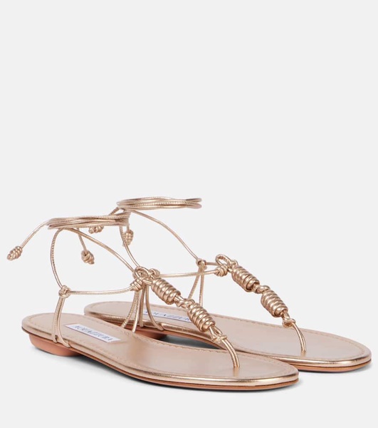 Oaxaca metallic leather thong sandals
