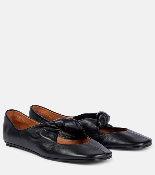 Bow-detail leather ballet flats