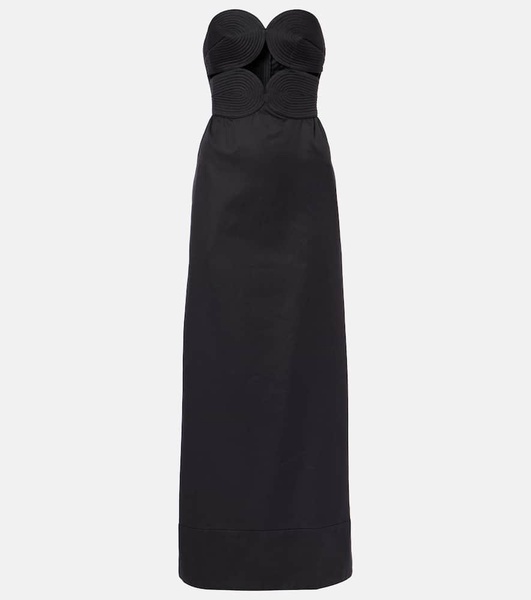 Strapless cotton and linen-blend maxi dress