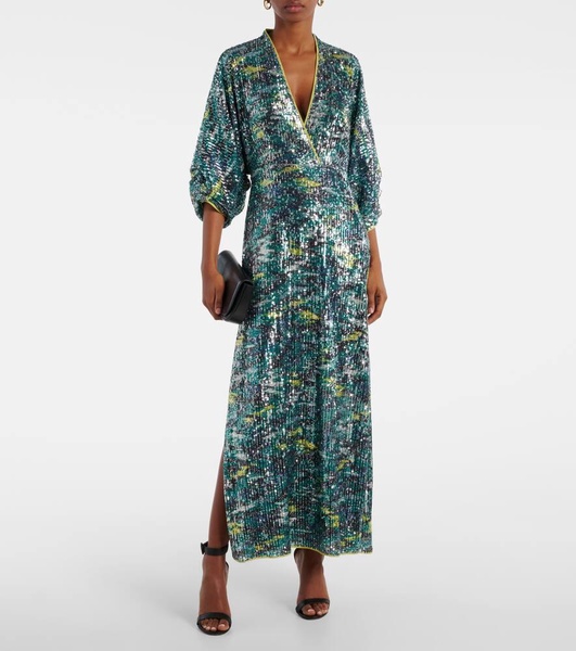 Jessel sequined printed maxi dress 