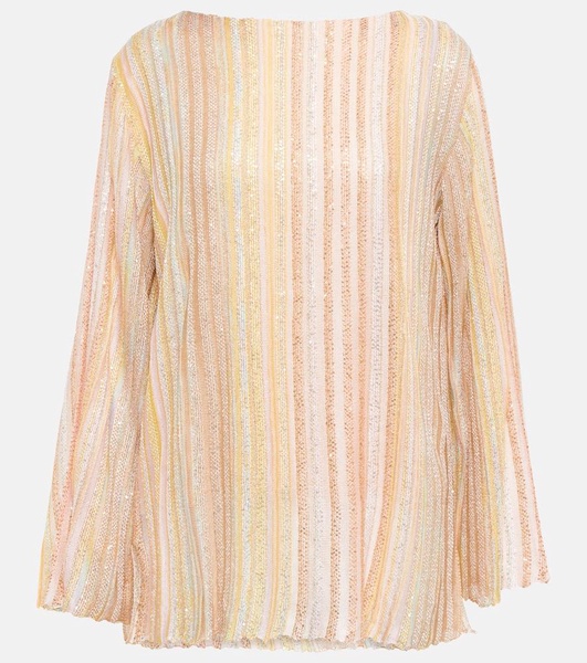 Striped sequin-embellished sweater