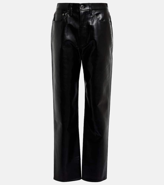 90s Pinch Waist leather-blend pants