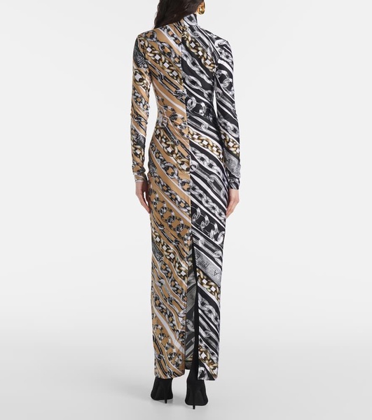 Colorblocked printed maxi dress