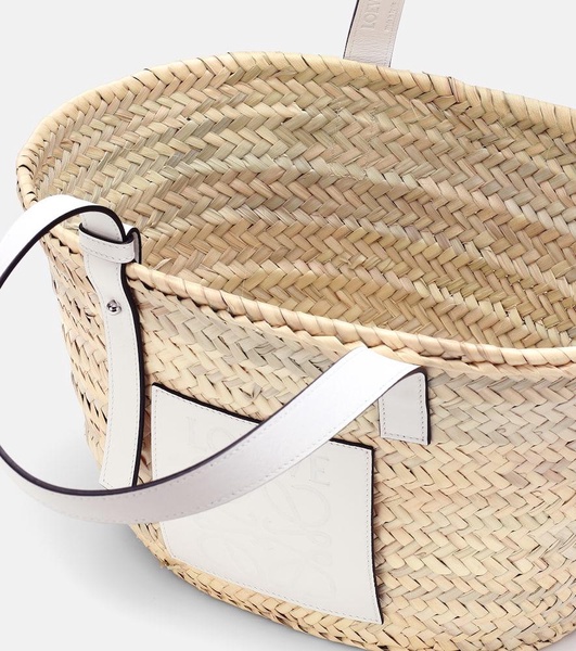 Medium leather-trimmed basket tote