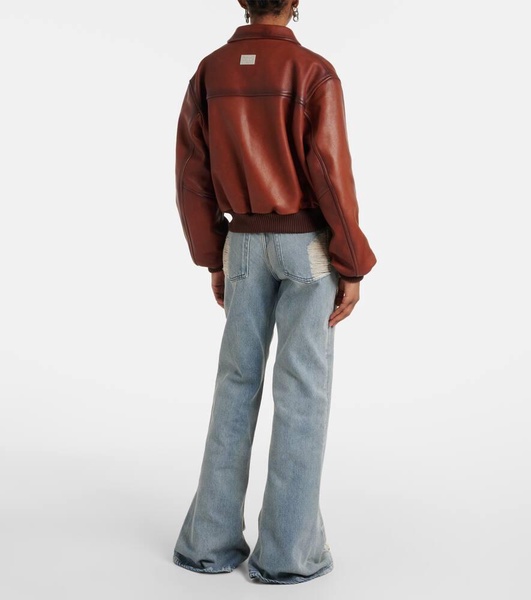 Leather bomber jacket 
