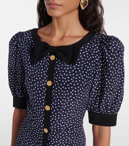 Polka-dot printed silk minidress