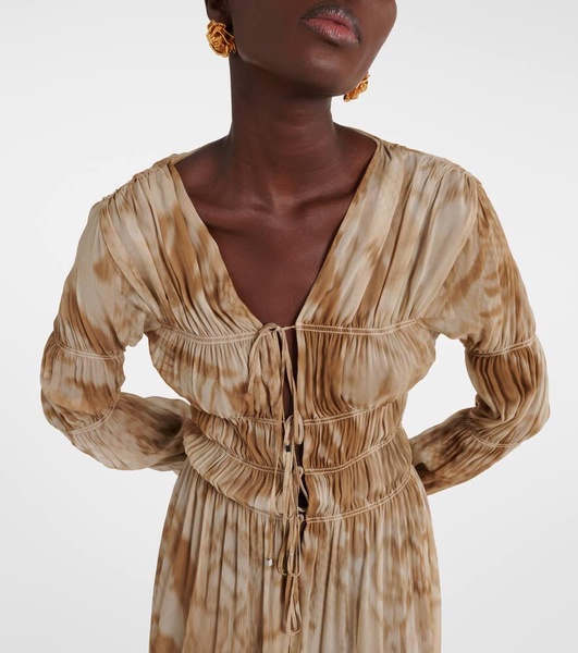Printed ruched maxi dress