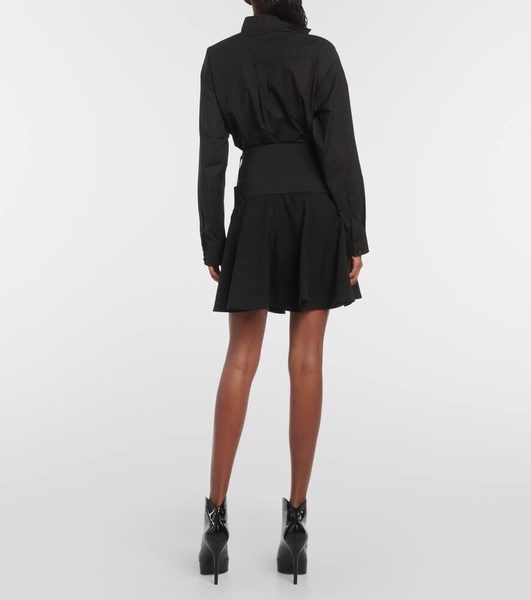 Belted wool miniskirt