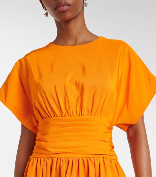 Gathered cotton-blend cocktail dress