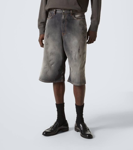 Distressed denim shorts
