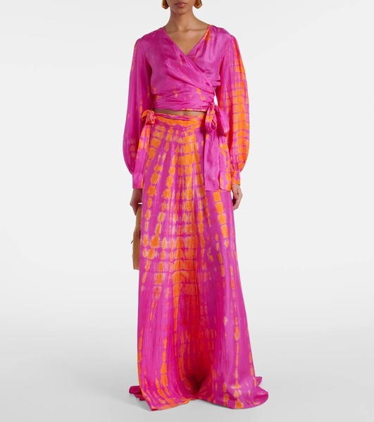 Tie-dye silk wrap top