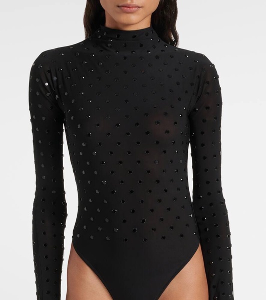 Embellished jersey bodysuit