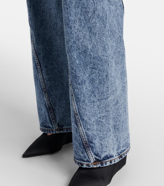 Twisted low-rise wide-leg jeans