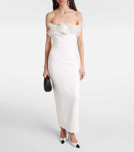 Organza-trimmed cady bustier gown
