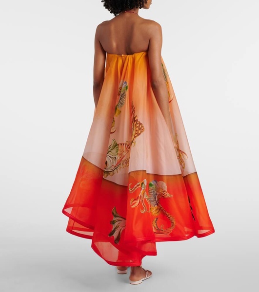 Neptuna printed asymmetric silk gown