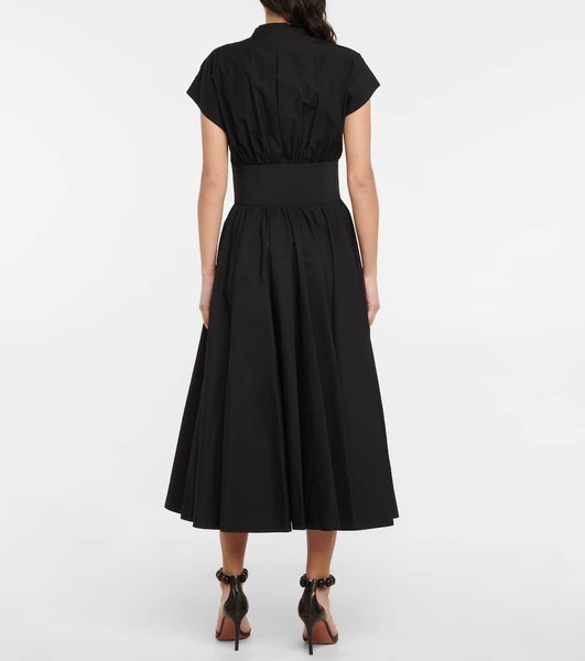 Belted cotton poplin midi dress