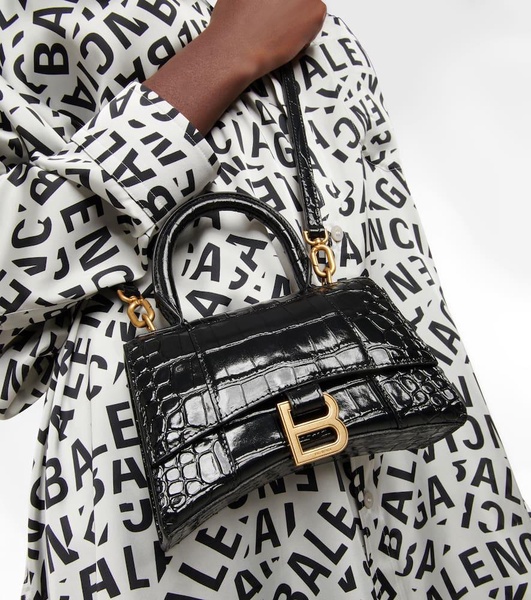 Hourglass XS croc-effect leather crossbody bag