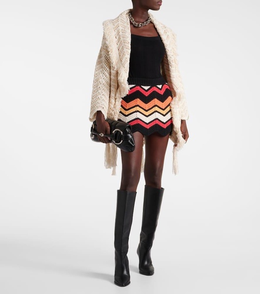 Natural Chevron cotton and linen-blend cardigan