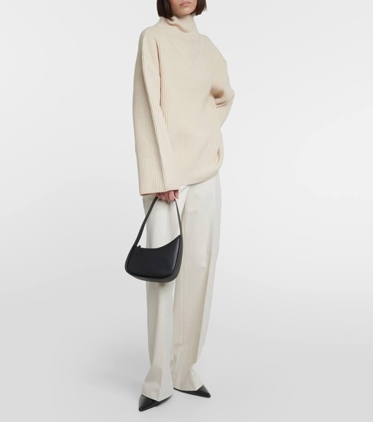 Ribbed-knit wool turtleneck sweater