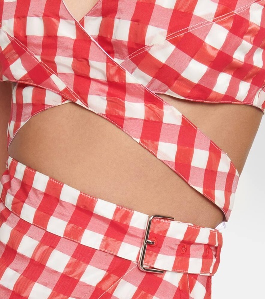 Vichy gingham cutout crop top