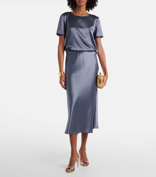 Carnet silk satin midi skirt