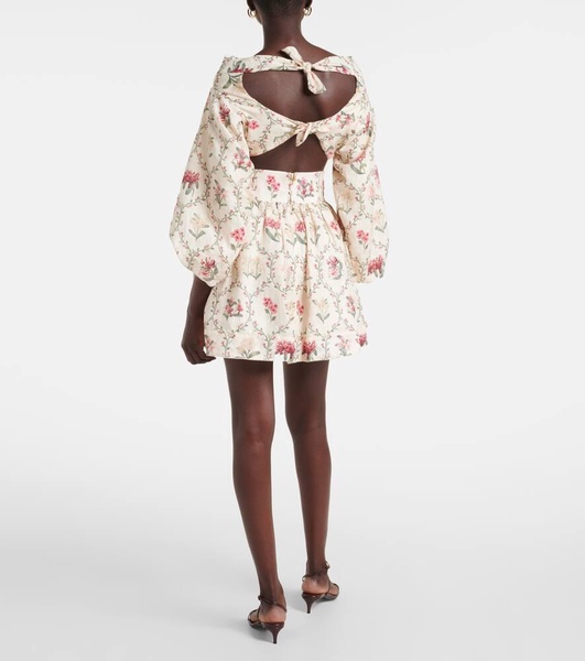 Floral linen miniskirt
