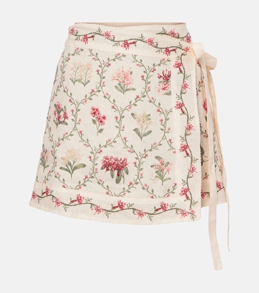 Luna floral linen wrap skirt